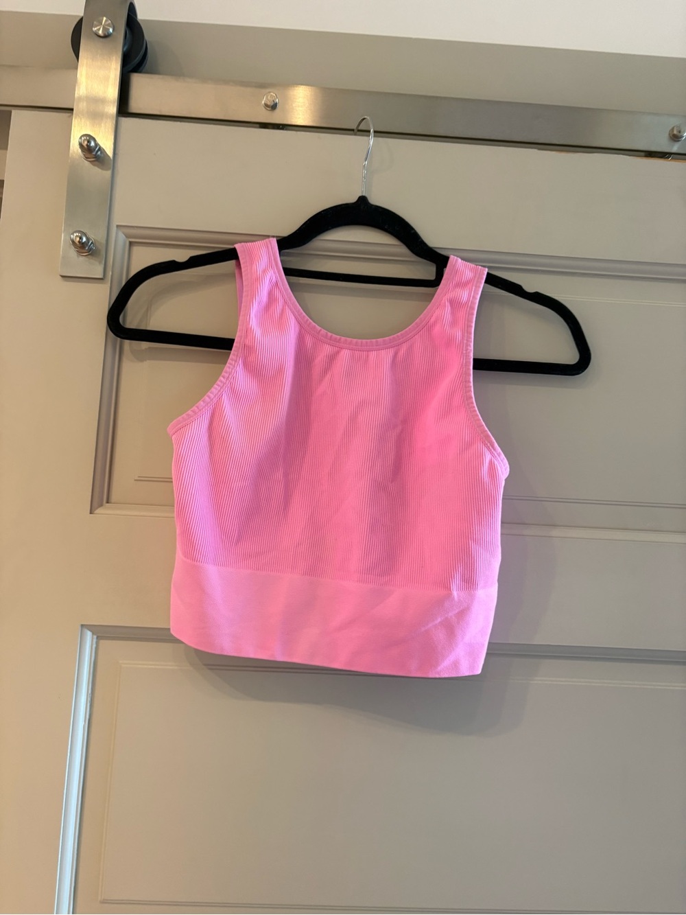 Pink Women's Ribbed Tank Crop Top